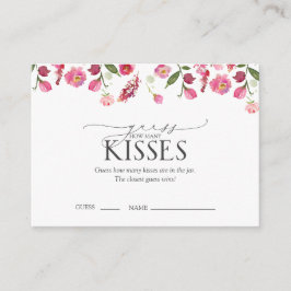 Cartão De Informações Adivinhem Quantos Beijos Jogam Chá de panela Rosa