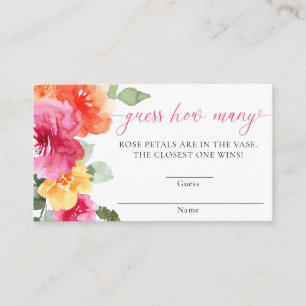 Cartão De Informações Adivinhem quantos chás de fraldas cor-de-laranja c