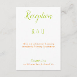 Cartão De Informações Adorável Verde limão, Laranja e Recepção Branca