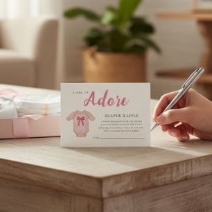 Cartão De Informações Adore Menina Rosa Sorteio de Fraldas