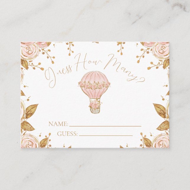 Cartão De Informações Adventure Aguarda Balão de Ar Quente Adivinha Quan (Frente)