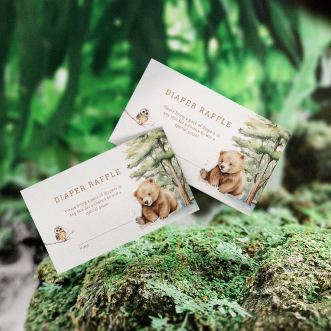 Cartão De Informações Adventure Aguarda Urso de Madeira Raffle Fralda (Criador carregado)