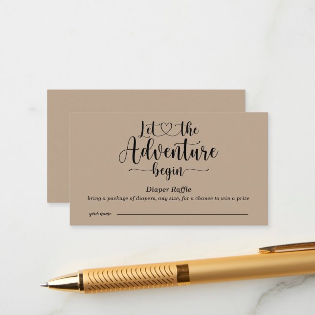 Cartão De Informações Adventure Aguarda Ursos Kraft Fralda Raffle En (Frente/Verso In Situ)