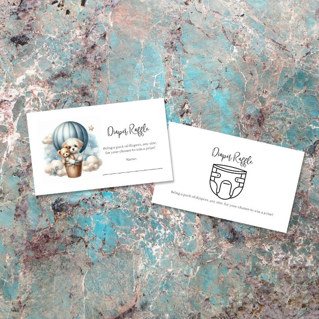 Cartão De Informações Adventure Baby Fralda Raffle Puppy Hot Air Balloon (Criador carregado)