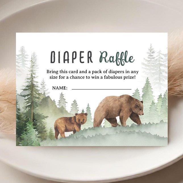 Cartão De Informações Adventure Begin Baby Shower Woodland Diaper Raffle (Criador carregado)