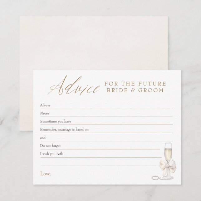 Cartão De Informações Advice Cards For Bride and Groom Game Wishes (Frente/Verso)