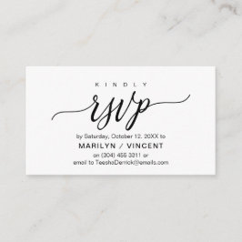 Cartão De Informações Aesthetic Black Script, Responder RSVP de casament