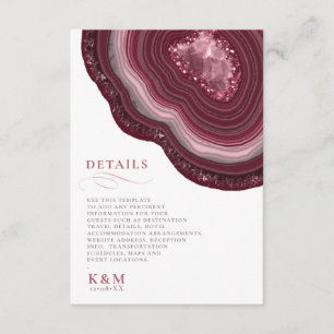 Cartão De Informações Agate Geode Glitter Details Burgundy ID647