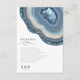 Cartão De Informações Agate Geode Glitter Details Dusty Blue ID647