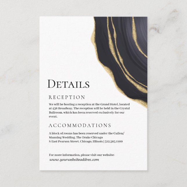 Cartão De Informações Agato de ouro de cinza escuro (Frente)