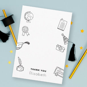 Cartão De Informações Agradecimento de Festa de Formatura com Desenhos à