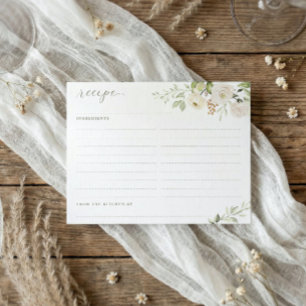 Cartão De Informações Água de Chuva de Noiva Floral em Aquarela Receita