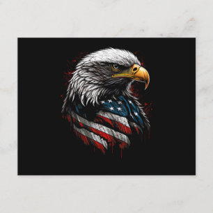 Cartão De Informações Águia Patriótica EUA Bandeira Americana 4 de Julho