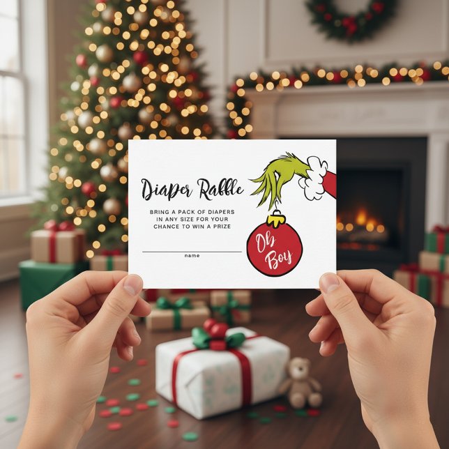 Cartão De Informações Ah, Chá de fraldas Garoto, Fralda Raffle (Criador carregado)