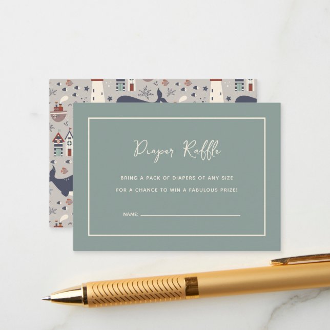 Cartão De Informações Ahoy It's a Boy Nautical Baby Shower  (Frente/Verso In Situ)