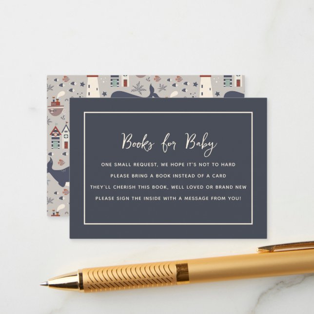 Cartão De Informações Ahoy It's a Boy Nautical Baby Shower  (Frente/Verso In Situ)