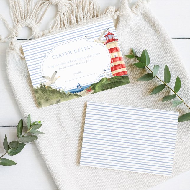 Cartão De Informações Ahoy Little Sailor Fralda Raffle Card (Criador carregado)