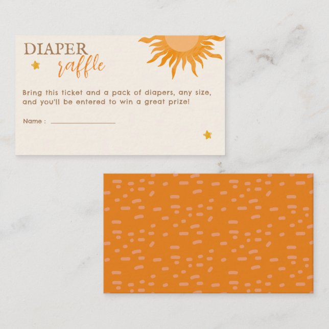 Cartão De Informações Aí vem a Fralda Raffle Chá de fraldas (Frente/Verso)