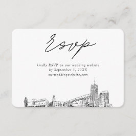 Cartão De Informações Akron Wedding Minimalist Sketch RSVP