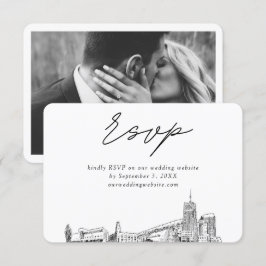 Cartão De Informações Akron Wedding Minimalist Sketch RSVP