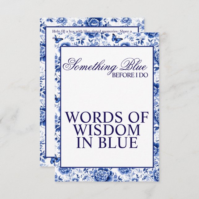 Cartão De Informações Algo Azul Antes de Fazer Chuveiro de Noiva Floral (Frente/Verso)