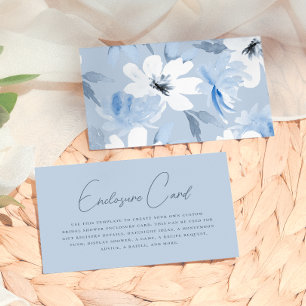 Cartão De Informações Algo Azul Chuveiro de Noiva Floral Moderno