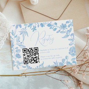 Cartão De Informações Algo azul de chá de panela floral de registro