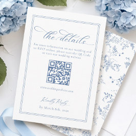 Cartão De Informações Algo Azul Detalhes do Casamento Qr Code