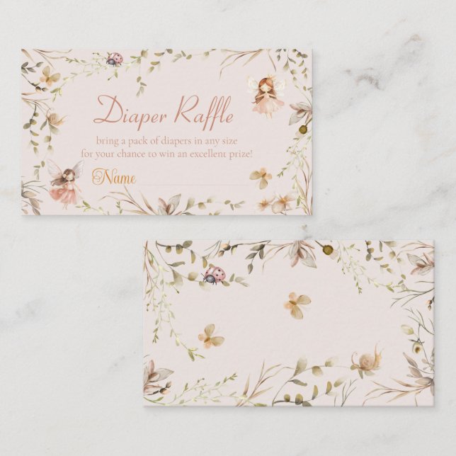 Cartão De Informações Algodão-Cama Fada Boho Chá de fraldas Raffle (Frente/Verso)