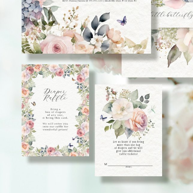 Cartão De Informações Algodão Inglês Floral Baby Girl Fralda Raffle (Criador carregado)