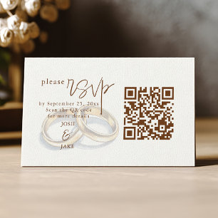 Cartão De Informações Alianças de casamento rústicas RSVP Código QR