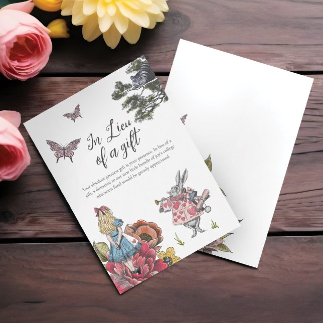Cartão De Informações Alice no Wonderland Baby's College Fund Gift (Alice in Wonderland Baby's College Fund Gift Enclosure Card)