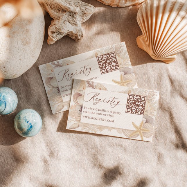 Cartão De Informações All I sea Is Love Bridal Shower Registry QR code (Criador carregado)