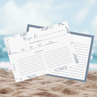 Cartão De Informações All I Sea is Love Dusty Blue Recipe Bridal Shower 