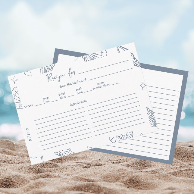 Cartão De Informações All I Sea is Love Dusty Blue Recipe Bridal Shower  (Criador carregado)