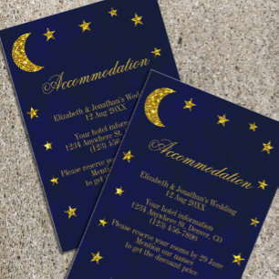 Cartão De Informações Alojamento de Casamento Celestial da Noite