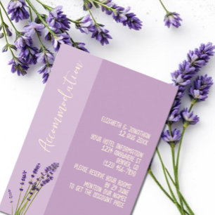 Cartão De Informações Alojamento de Casamento de Amor lavanda