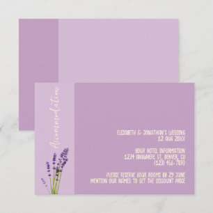 Cartão De Informações Alojamento de Casamento de Amor lavanda