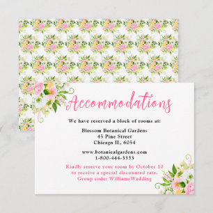 Cartão De Informações Alojamento de Casamento Floral Amarelo Rosa de Ver