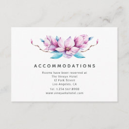 Cartão De Informações Alojamento de Casamento Floral Magnólia