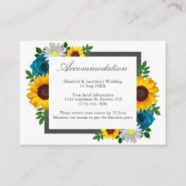Cartão De Informações Alojamento de Casamento Floral Sunflower Rose Dais