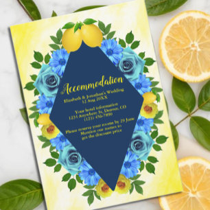 Cartão De Informações Alojamento de Casamento Floral Sunny Lemon