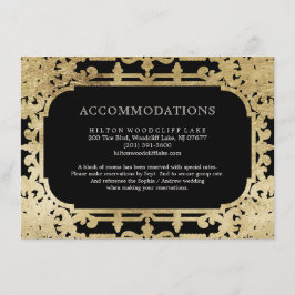 Cartão De Informações Alojamento de casamento vintage elegante preto e d