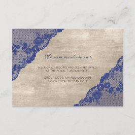 Cartão De Informações Alojamento do Hotel Ivory Marinho Blue Lace Weddin