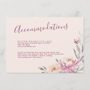 Cartão De Informações Alojamento floral de aquarelas românticas