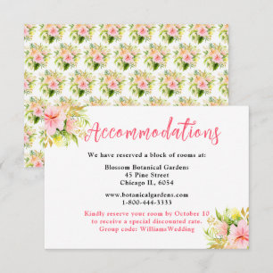 Cartão De Informações Alojamento Floral de Casamento na Selva Tropical