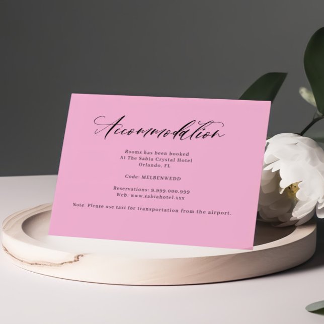 Cartão De Informações Alojamento Manuscrito Púrpura Rosa (Criador carregado)