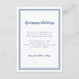 Cartão De Informações Alojamentos Casamento Branco Azul Clássico Simples