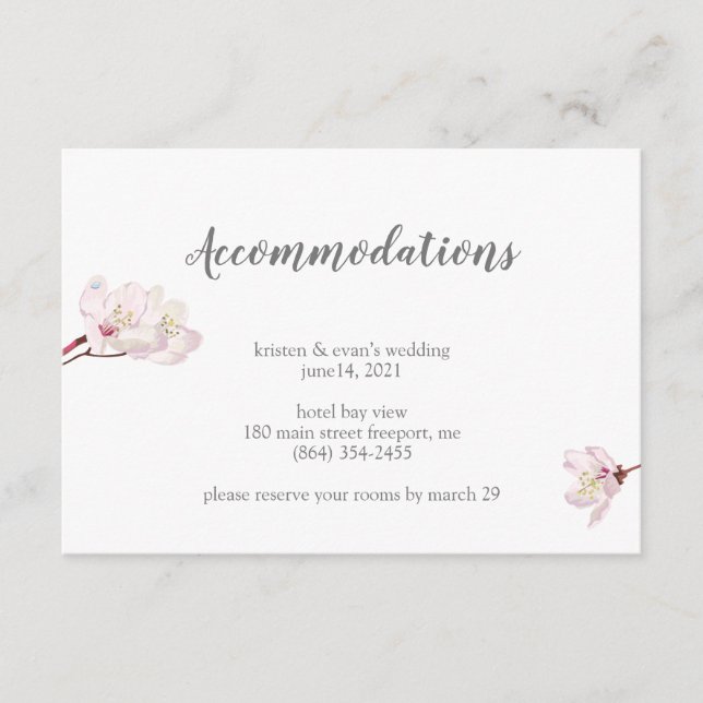 Cartão De Informações Alojamentos Cherry Blossom Japonês Sakura (Frente)