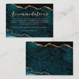 Cartão De Informações Alojamentos de Agitação Dourada Teal